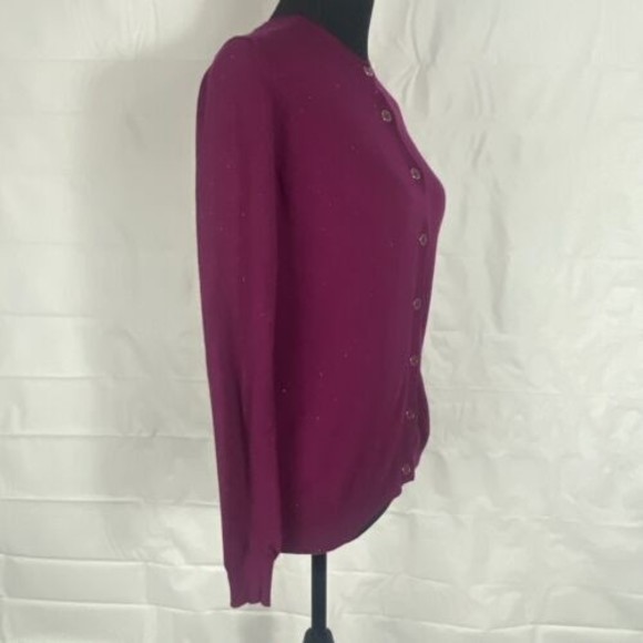 Nicole Miller Metallic Plum Berry Cardigan Sweater Size Small - Picture 5 of 14